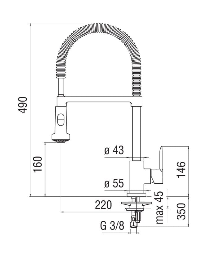 Профессиональный кухонный смеситель со съемным ручным душем Nobili Sand ARCH-00030921 - Вид №2