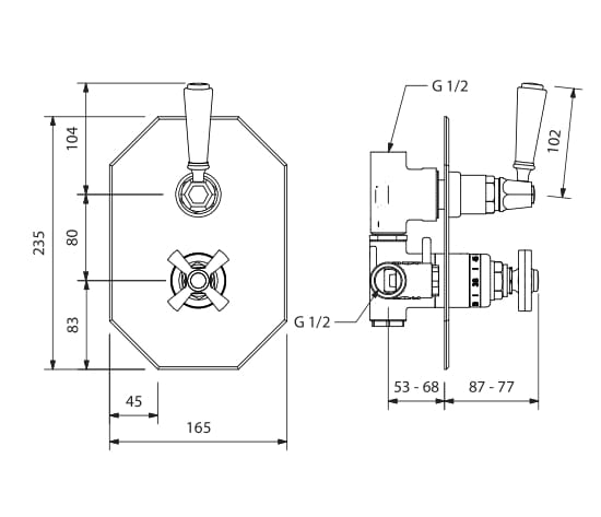 Смеситель для душа с переключателем с пластиной Park Avenue Crowe ARCH-00033836 - Вид №2