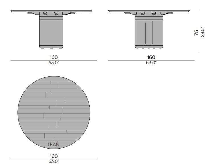 Круглый обеденный стол из тикового дерева с колесами MANUTTI Ogado ARCH-00080134 - Вид №6
