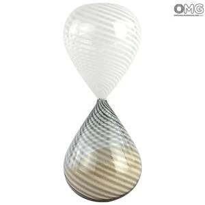 4437 ORIGINALMURANOGLASS Песочные часы - белые - муранское стекло OMG 9 см