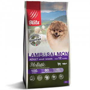 ПР0055612 Корм для собак Holistic беззерновой для мелких пород, ягненок, лосось сух. 500г Blitz