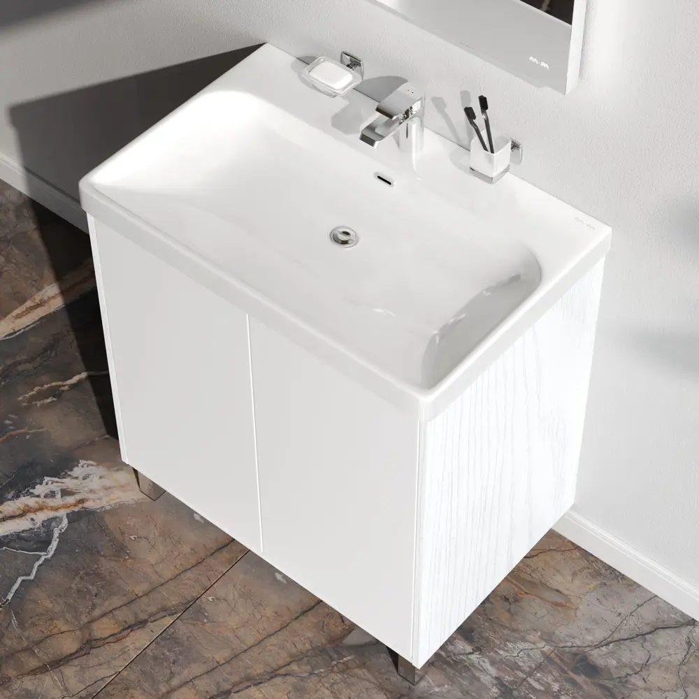 Тумба AM.PM Stern для ванной с раковиной 75 см белый/дерево 89430352 STLM-1571261 - Вид №3