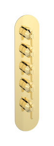 External part of thermostatic 4 ways, round plate, vertical, Soho handle WE ARE IB eua412isnoh Brushed Pale Gold Aqua
