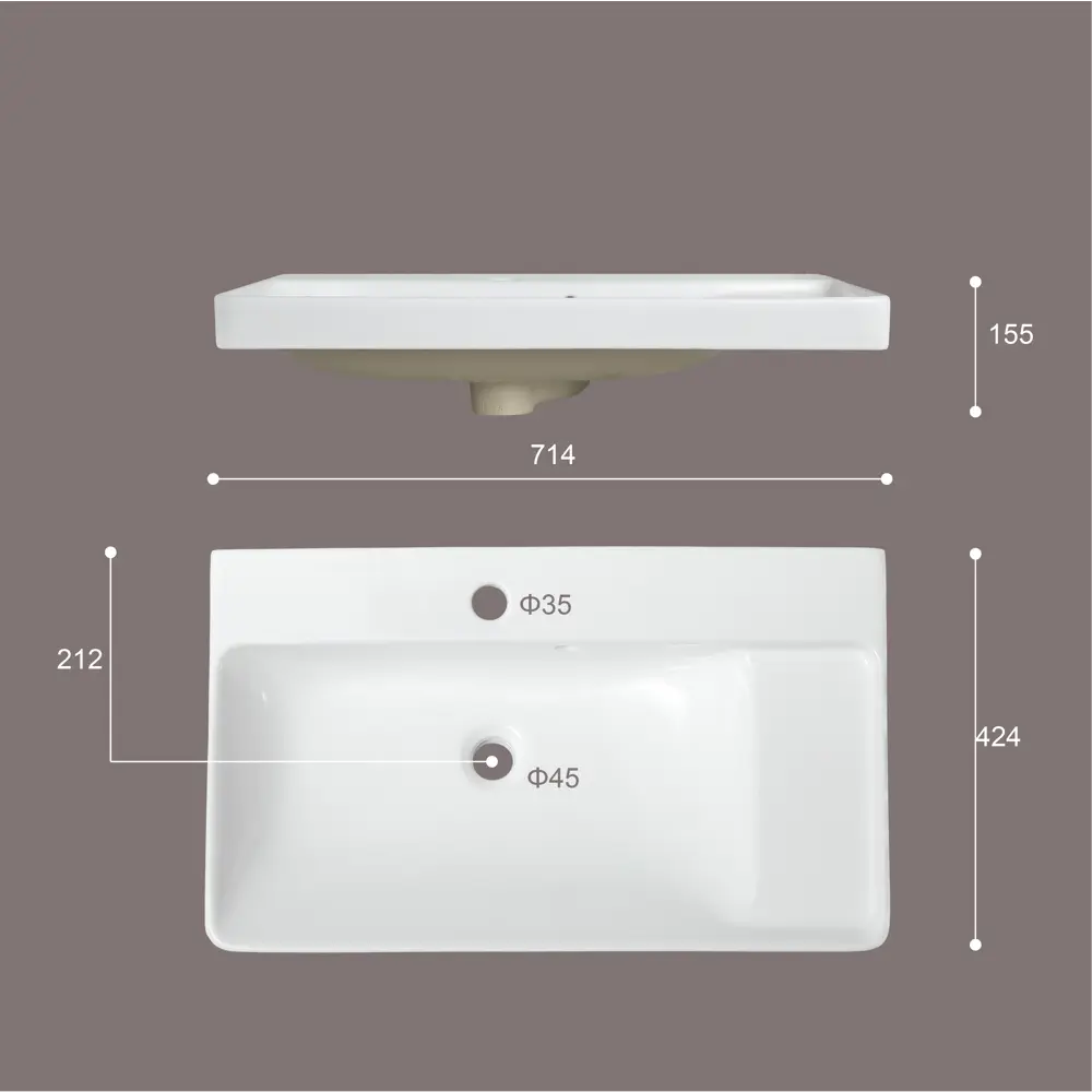 Раковина накладная KONSENSA Силла 71 см STLM-2204806 - Вид №3