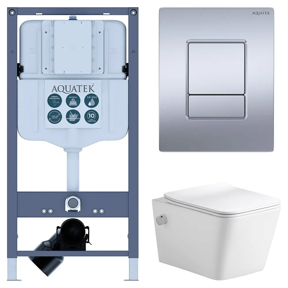 Комплект инсталляции Aquatek Pneumo N 49 с унитазом тип ободка открытый Glory клавиша Aquatek Pnn-0000003 серая Pneumo N49 STLM-2181537