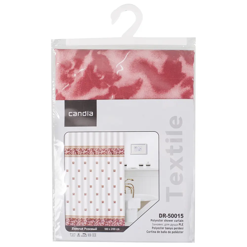 Штора для ванной комнаты «Zumrut» 180х200 см цвет красный Santreyd STLM-2150036 - Вид №2