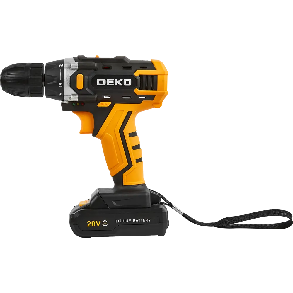 Дрель-шуруповерт аккумуляторная Deko DKCD20FU-LI, 20 В Li-ion 1x1.5 Ач STLM-2110260 - Вид №1