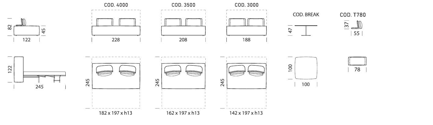 Двуспальный диван-кровать из ткани Dienne Salotti Views ARCH-00104660 - Вид №8
