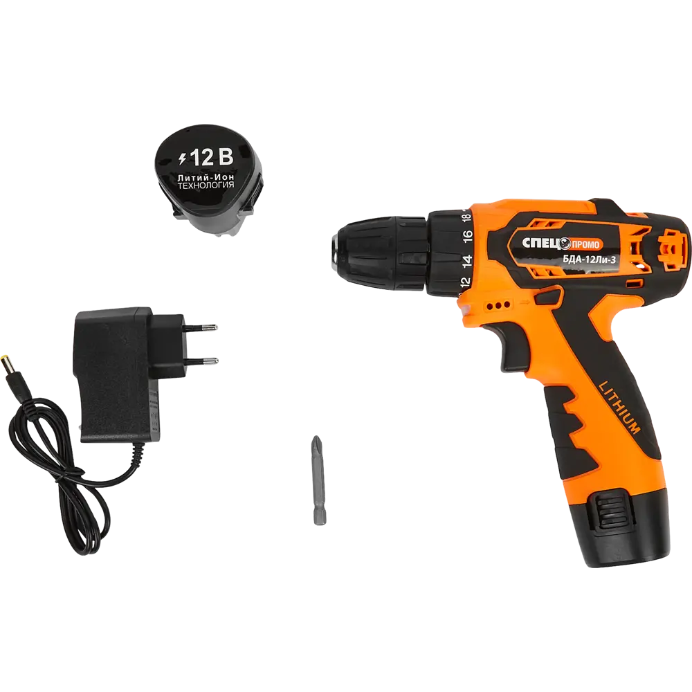 Дрель-шуруповерт аккумуляторная Спец БДА-12ЛИ-3, 12 В 2x1.5 Ач STLM-2189499 - Вид №4