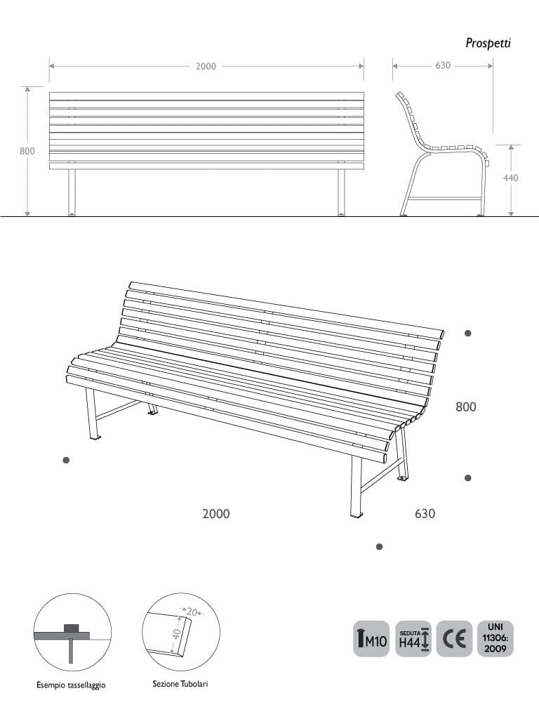 Стальная скамья со спинкой EUROCOMITALIA классическая мебель ARCH-00020739 - Вид №1