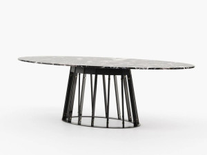 Овальный обеденный стол из черного мрамора Marquina