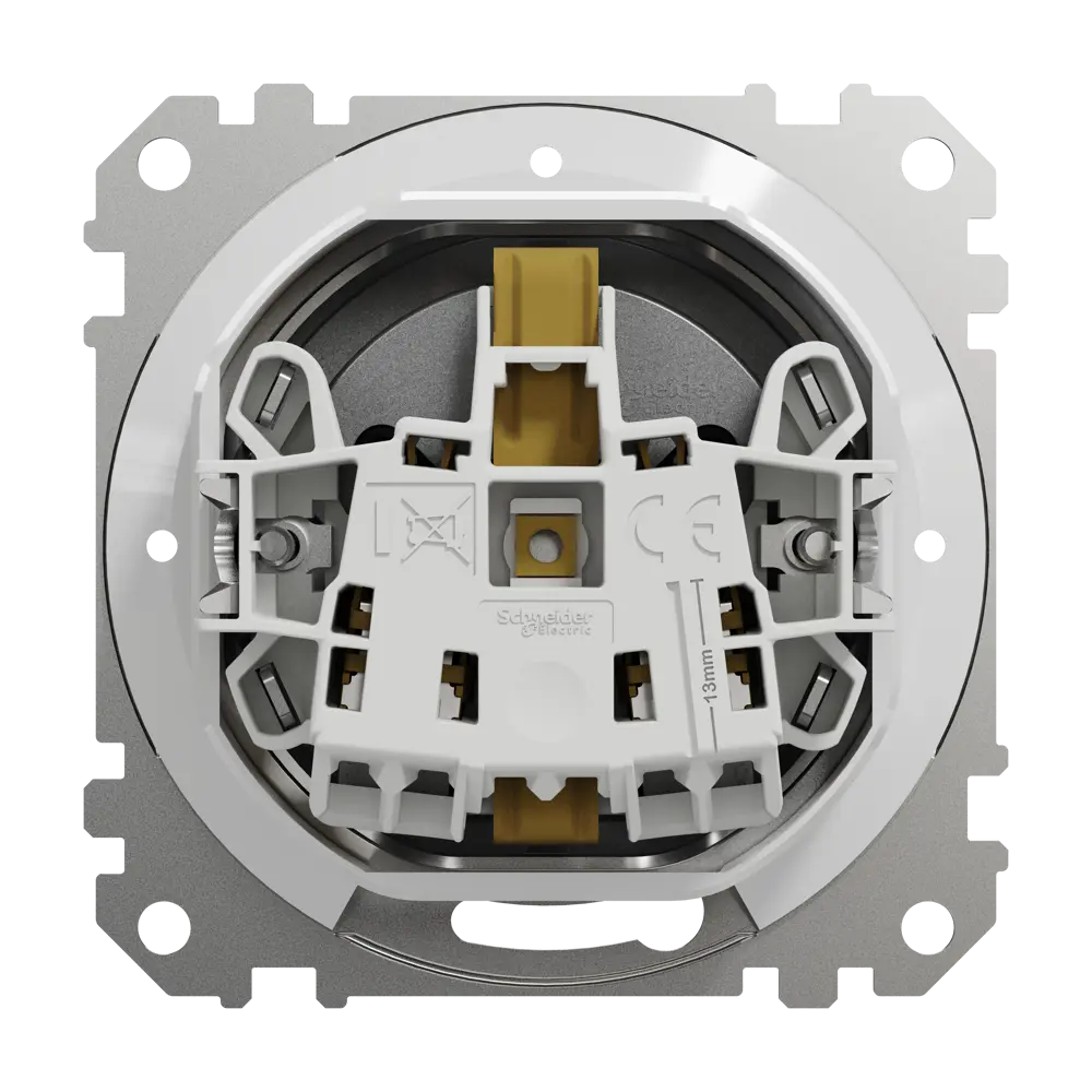 Розетка встраиваемая влагозащищенная Systeme Electric Sedna Design с крышкой IP44, цвет алюминий STLM-2205704 - Вид №2