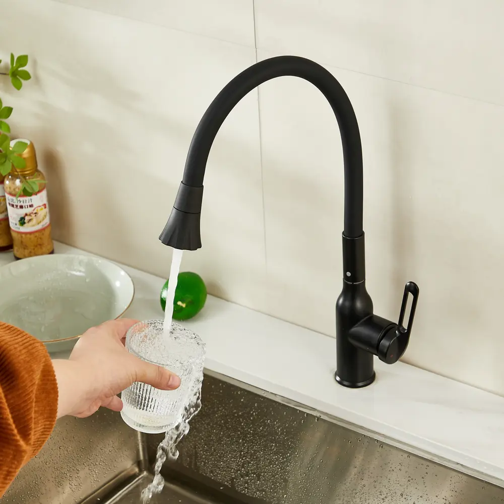 Смеситель Haiba HB73825-7 для кухни с гибким изливом и сатинированным покрытием 89396815 STLM-1564212 - Вид №11