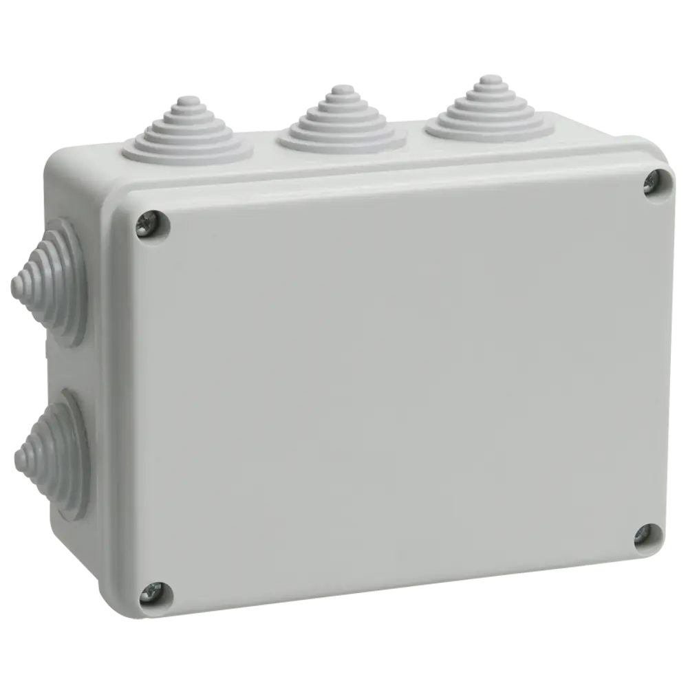 Распределительная коробка открытая IEK 150x110x70 мм 5 вводов IP55 цвет серый STLM-2127406