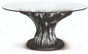 Bellotti Ezio Деревянный стол с отделкой темным никелем и стеклянной столешницей Ficus 2016-42