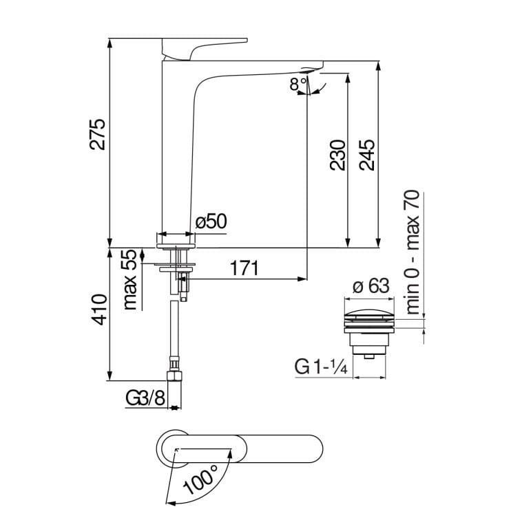 Однорычажный высокий смеситель для раковины Nobili Yoyo ARCH-00136245 - Вид №2