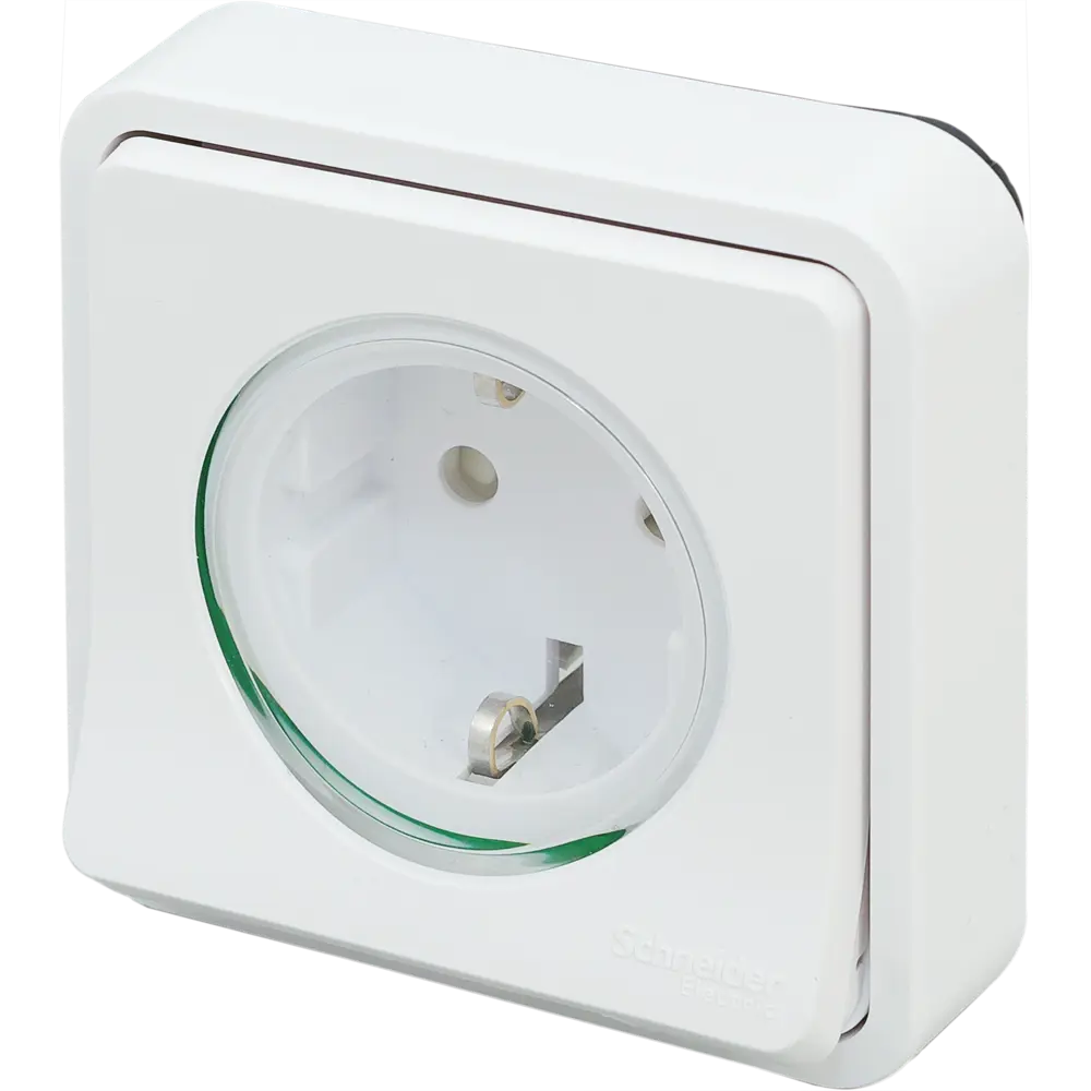Розетка встраиваемая влагозащищённая Schneider Electric Mureva Styl с заземлением, с крышкой и шторками, IP55, цвет белый STLM-2046605 - Вид №1