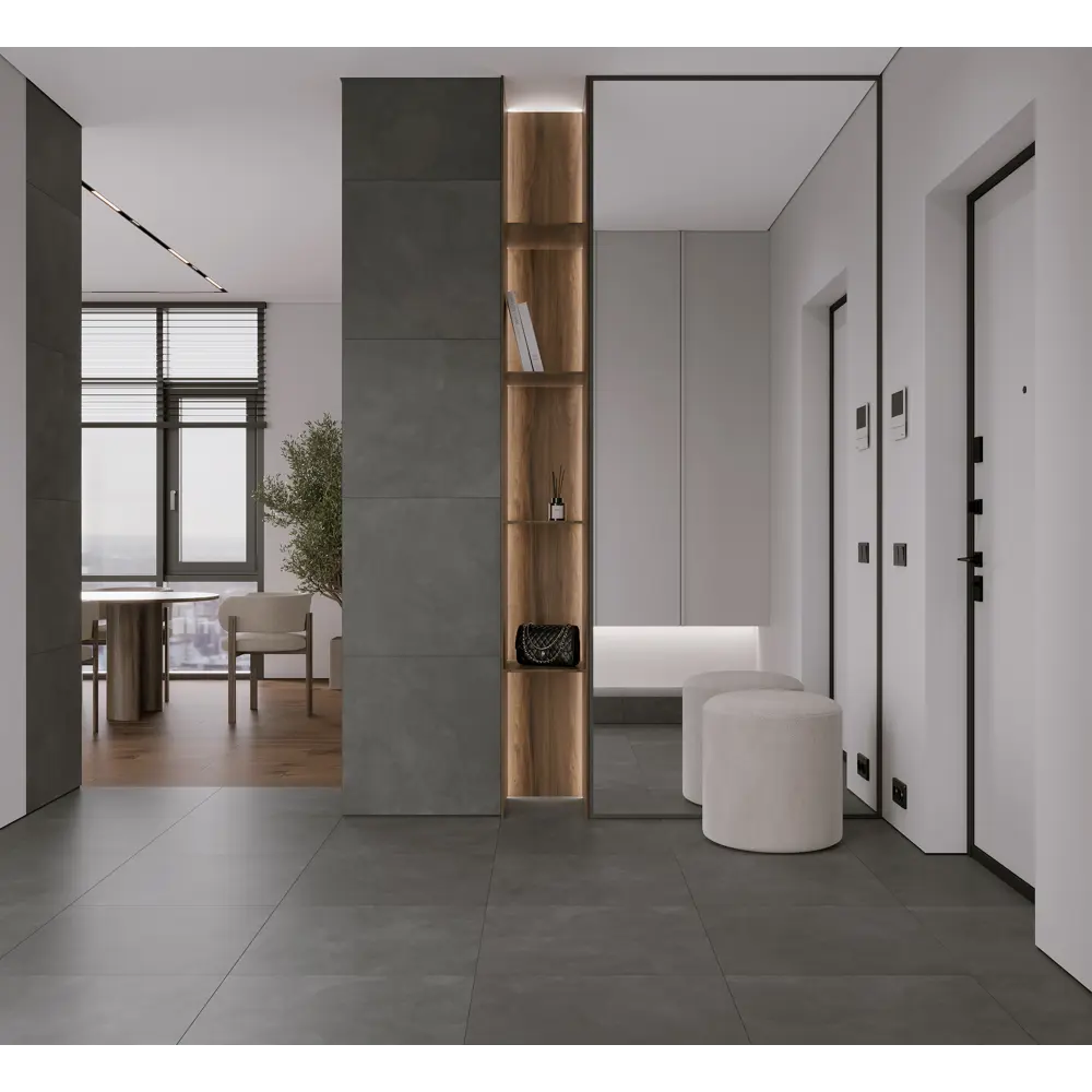Керамогранит Duna Cemento Grafito 60x60 матовый цвет темно-серый 1.44 м² Santreyd STLM-2080647 - Вид №6