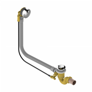 U9E-300/70 Автоматический донный клапан для ванны длина сифона 70 см Thg-paris West coast с ручками-крестиками с чёрным ониксом Хром