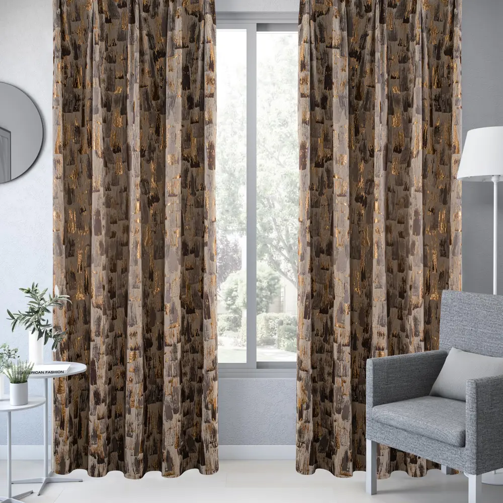 Штора на ленте Inspire Voi 140x260 см цвет бежево-коричневый STLM-2089092 - Вид №4