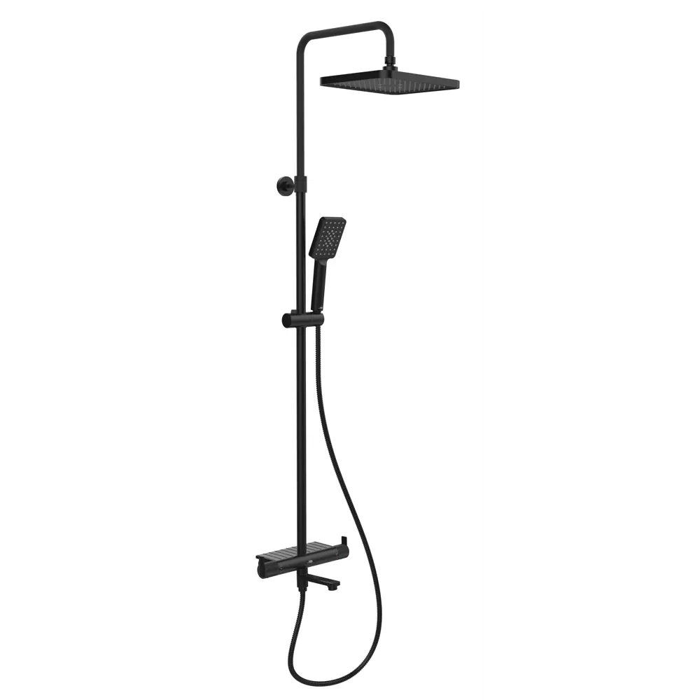 Душевая система KONSENSA Теано с термостатом 3 режима цвет черный матовый STLM-2154615