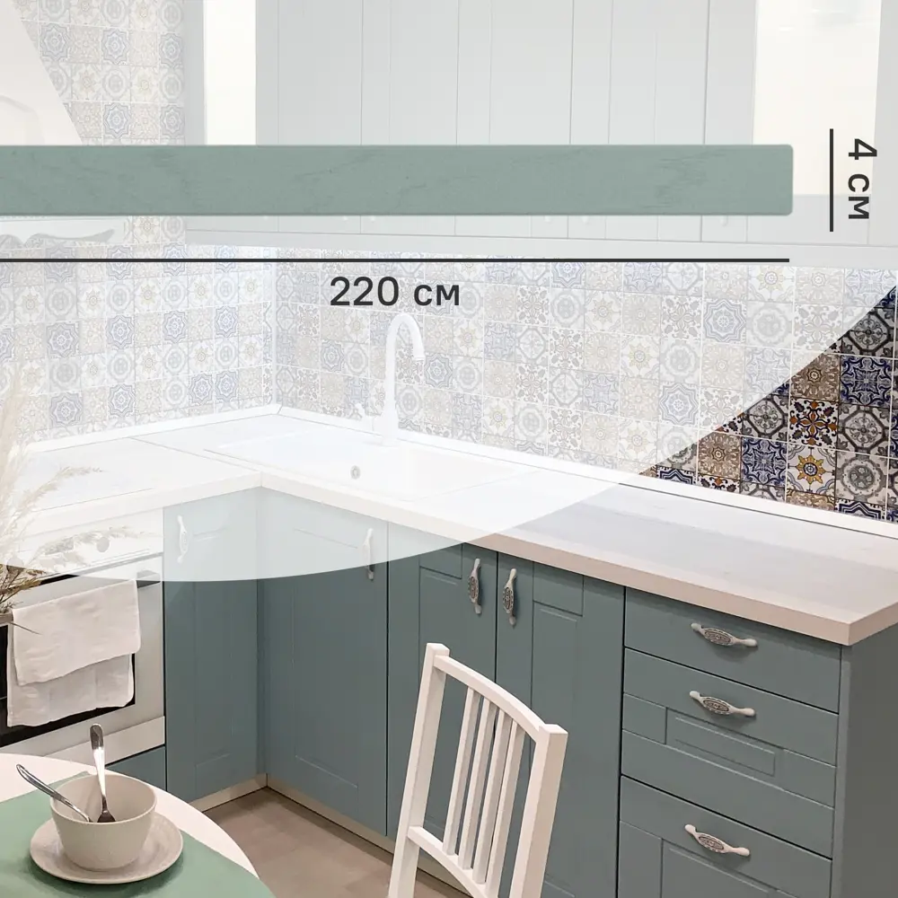 Кухонный карниз Томари 220x4 см KONSENSA МДФ цвет голубой STLM-2084608