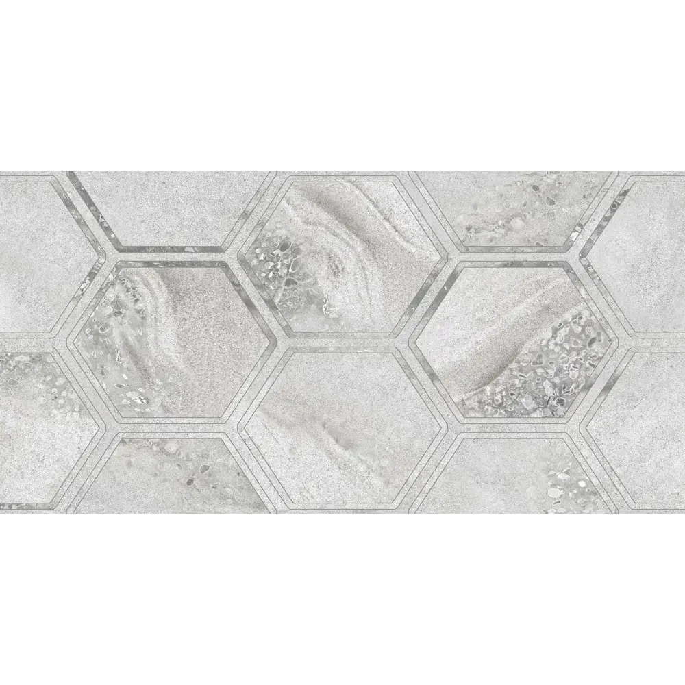 Плитка настенная Golden Tile Fusion Hexagon 30х60 см 1.44 м² цвет серый STLM-2076874