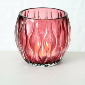 Подсвечник стеклянный розовый 9 см "Волны" Aliza FRATELLI BARRI ART 00-3886059 Розовый