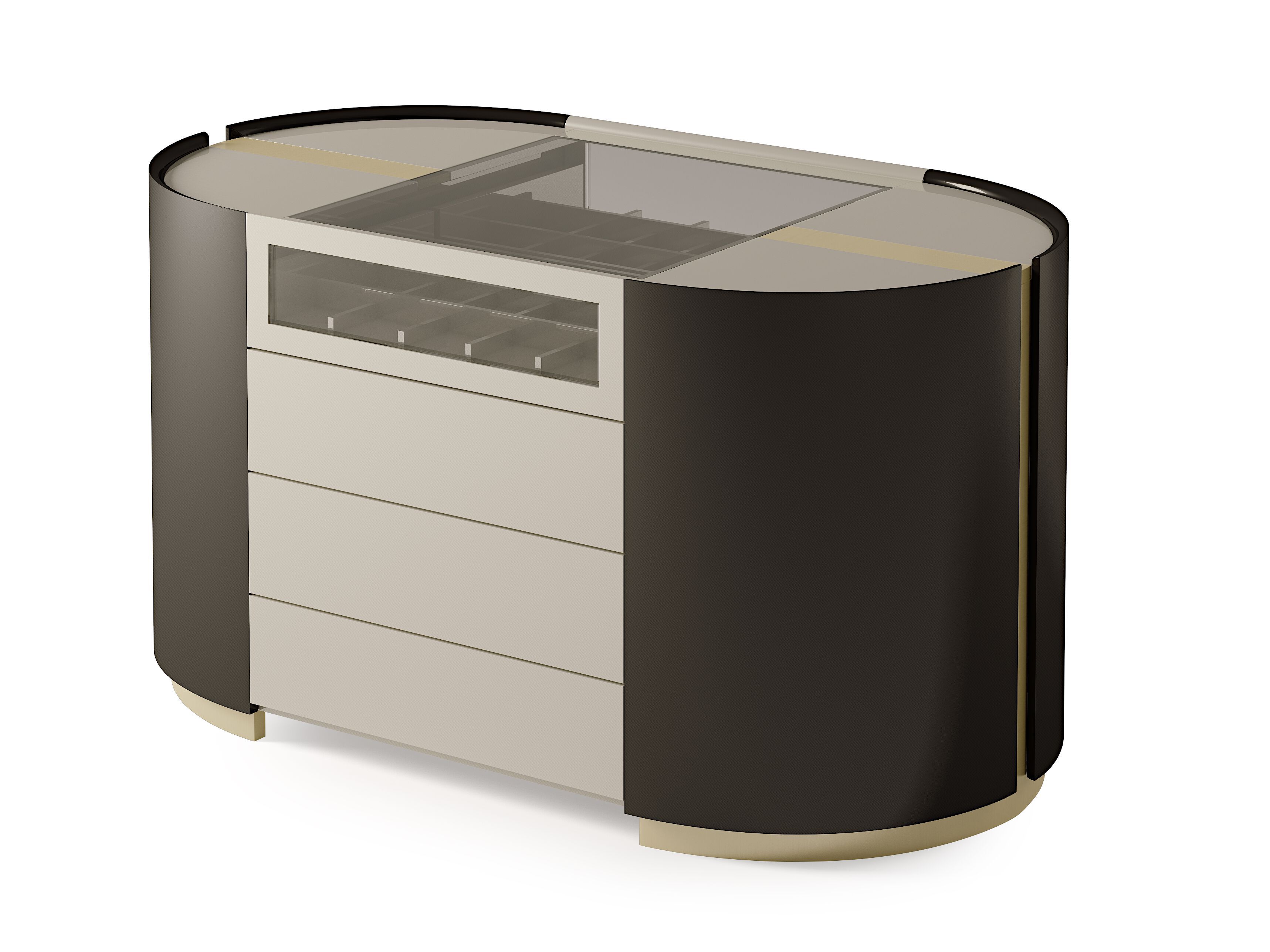 Деревянный и стеклянный островной комод Bizzotto Italia Atmosphera ARCH-00079086