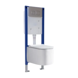 Комплект инсталляция Grant с унитазом Vortex Торнадо безободковый с микролифтом клавиша цвет хром