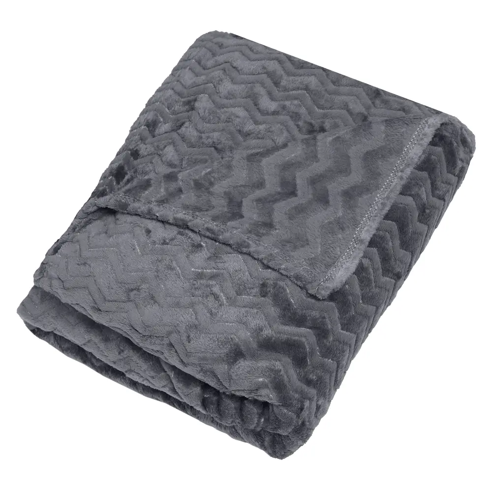 Плед Зигзаг 200x220 см фланель цвет серый TEXREPUBLIC STLM-2047154