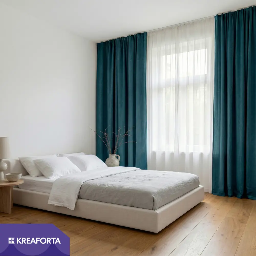Штора на ленте со скрытыми петлями блэкаут KREAFORTA Annalise 200x280 см цвет бирюзовый 89407415 STLM-2058804  - Вид №11