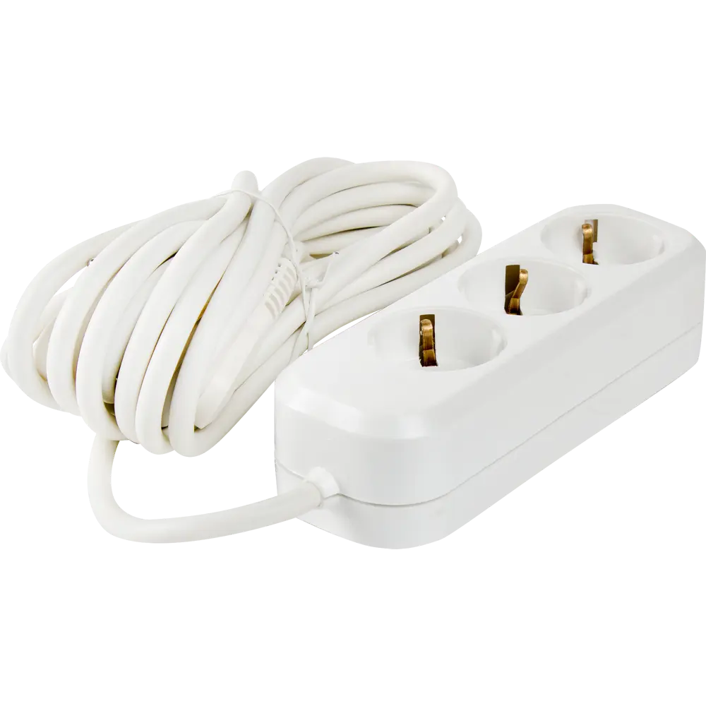 Удлинитель с заземлением для бытовой техники 3 розетки 5 м цвет белый Santreyd STLM-2193074 - Вид №1