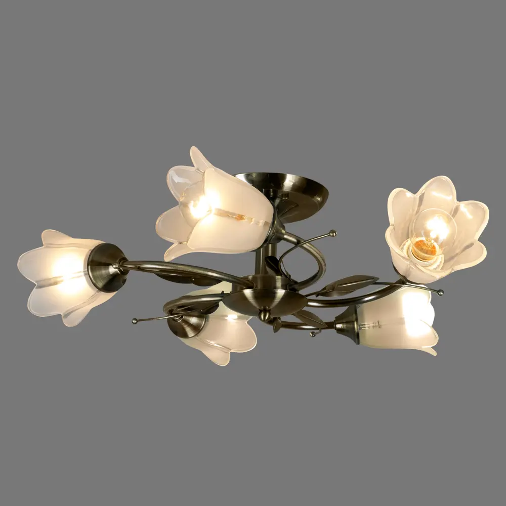 Люстра Бэлл 5xE27x60 Вт, металл/стекло, цвет бронза/белый WINK STLM-2023491 - Вид №2