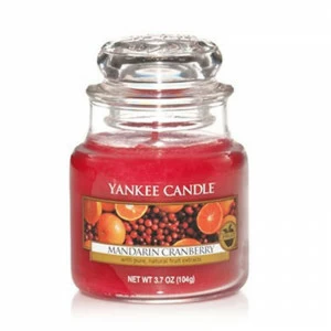 Свеча маленькая в стеклянной банке "Мандарин и клюква" Mandarin Cranberry 104гр 25-45 часов YANKEE CANDLE  267912 Красный