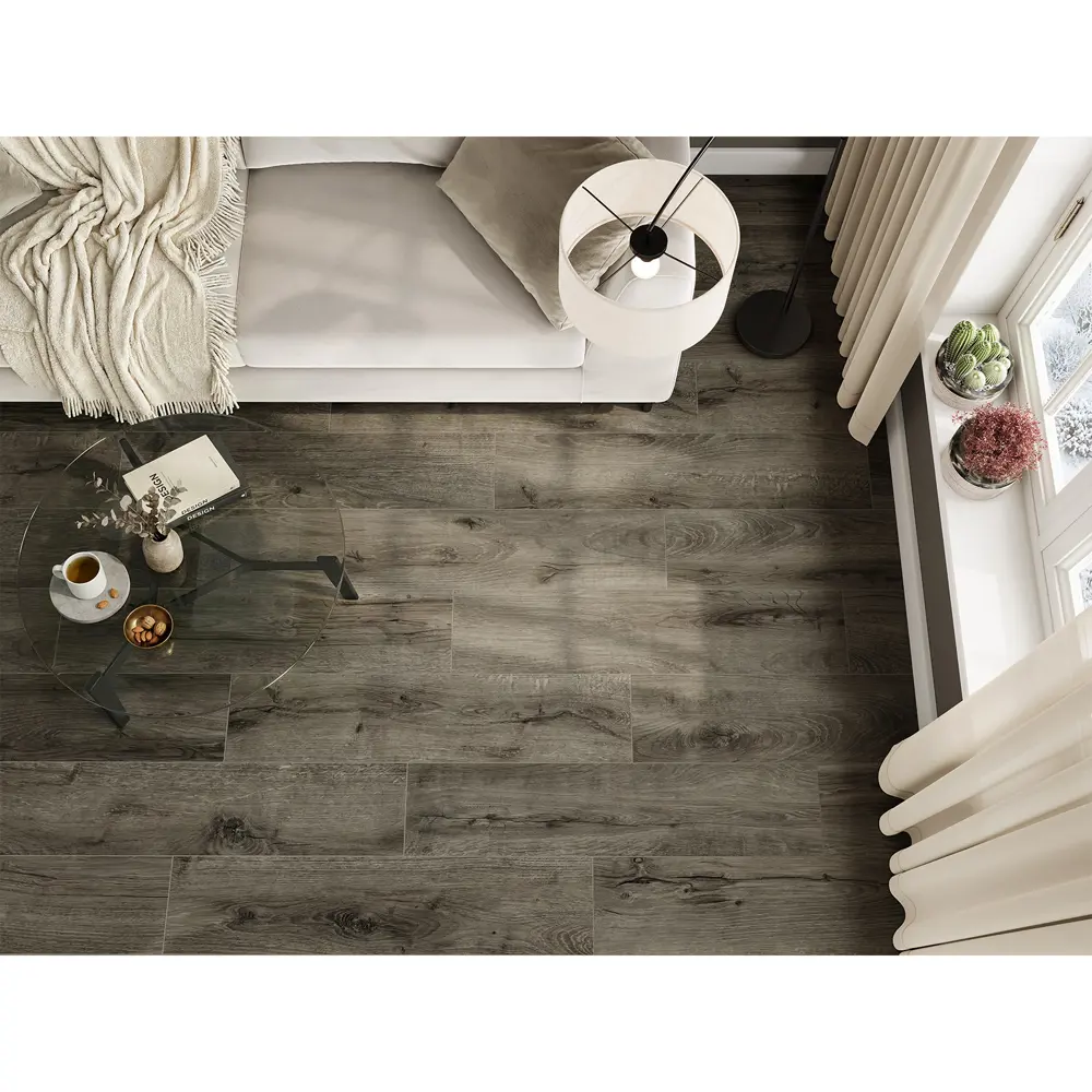 Глазурованный керамогранит Alma Ceramica Plein 44 20x90 см 1.62 м² матовый цвет темно-коричневый STLM-2196008