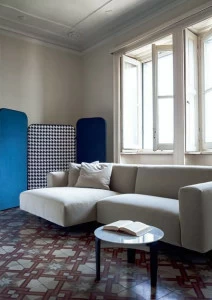 arflex 3-х местный модульный тканевый диван с шезлонгом Claudine