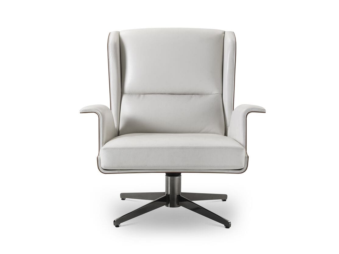 Кожаное и деревянное вращающееся кресло с подлокотниками i 4 Mariani ARCH-00023737 - Вид №3