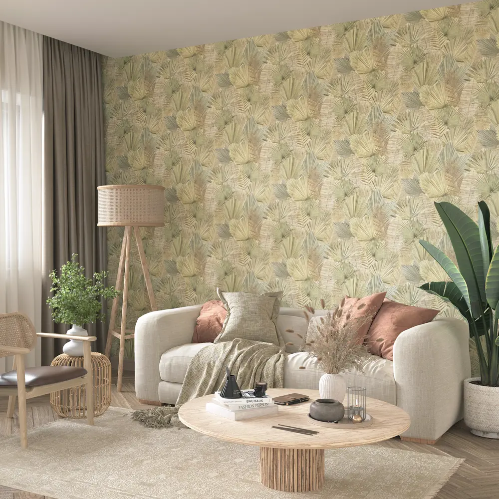 Обои флизелиновые Wall up Holiday бежево-зеленые 1.06 м 647549 STLM-2194437 - Вид №3