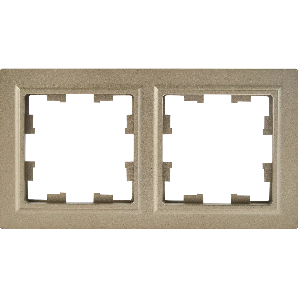 Рамка для розеток и выключателей IEK Brite 2 поста пластик цвет шампань STLM-2068666