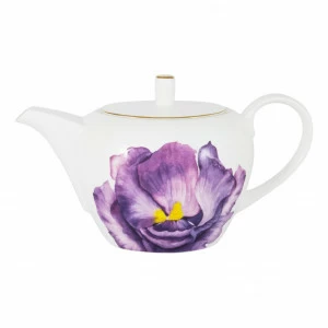 Чайник фарфоровый белый с фиолетовым в подарочной упаковке Iris JULIA VYSOTSKAYA FLOWERS 00-3946794 Белый;фиолетовый