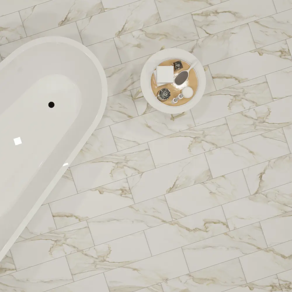 Глазурованный керамогранит Global Tile Alfa_GT 19.7x60 см 1.182 м² матовый цвет белый 89456534 STLM-2194367