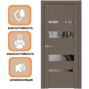 91242164 Дверь межкомнатная Uberture Uniline light soft touch 30013 остеклённая 200x70см пленка ПВХ цвет софт тортора без замка и STLM-1410993