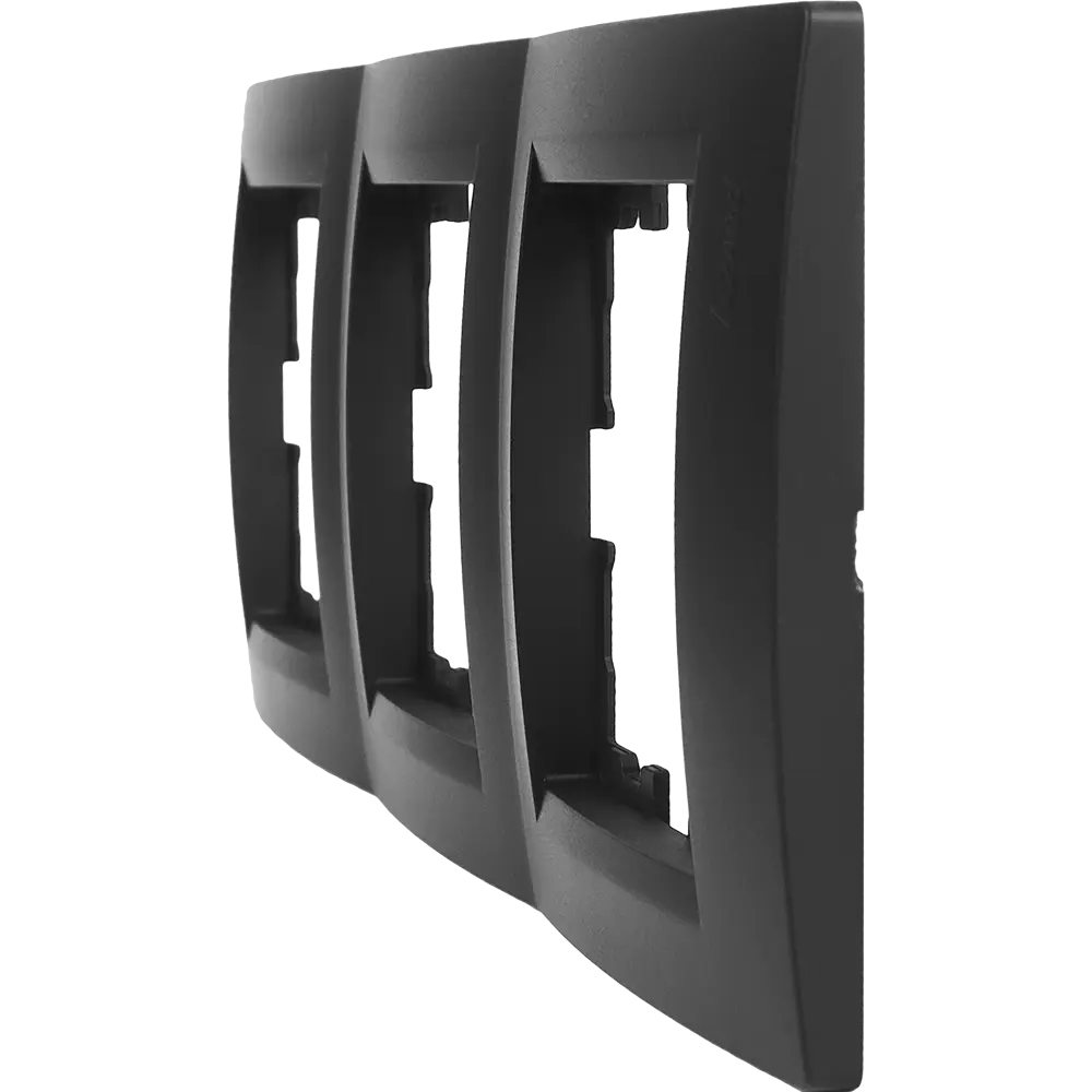 Рамка для розеток и выключателей Lezard Karina 3 поста вертикальная цвет черный бархат STLM-2083815 - Вид №2