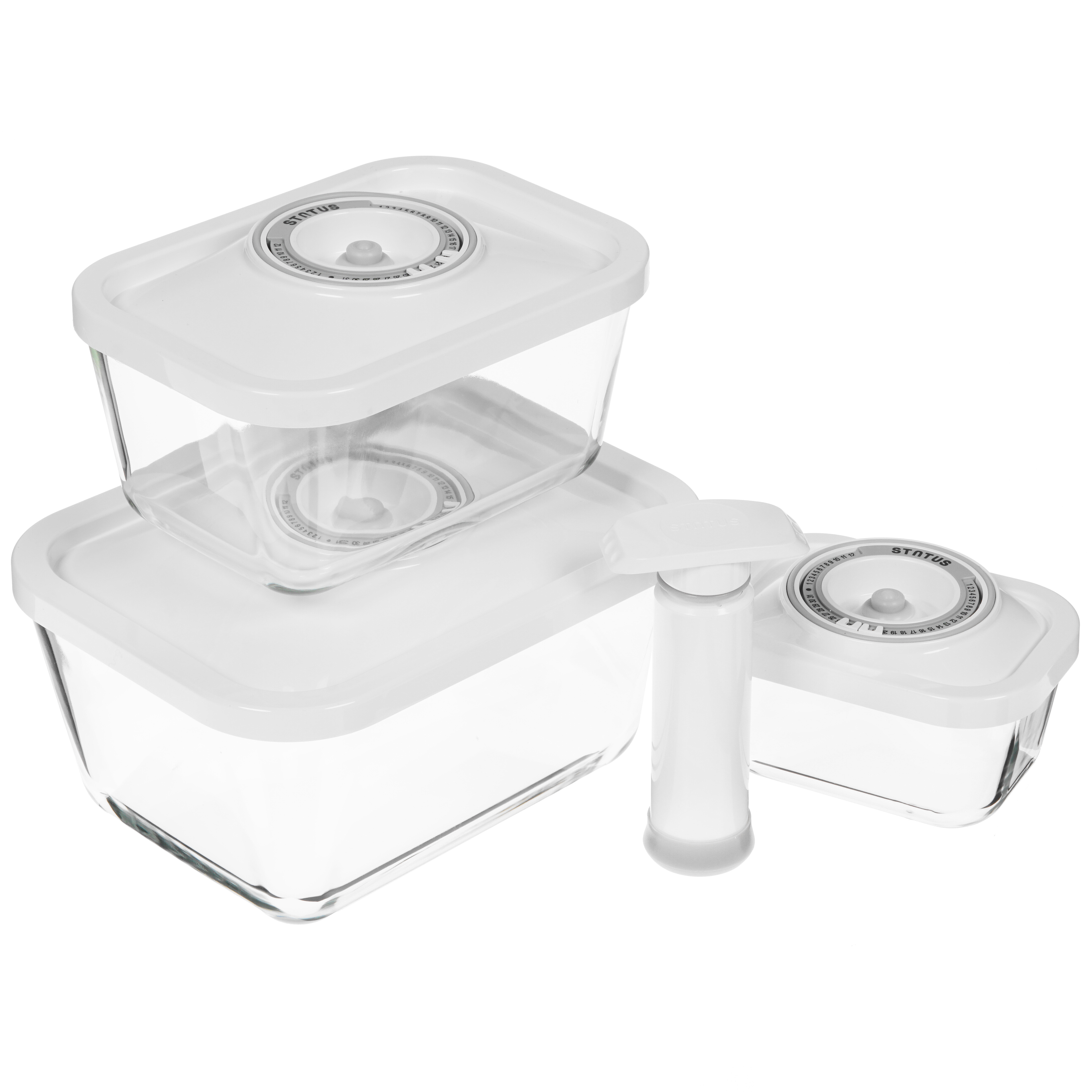 1625888 Набор вакуумных контейнеров STATUS VAC-Glass-Set White 0.5 л, 3 л, 1.5 л STDN-0022705