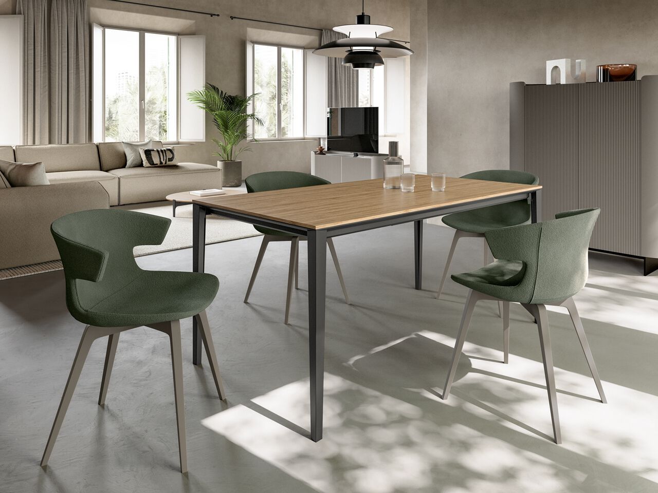 Прямоугольный обеденный стол из стали и дерева Santalucia Mobili Homy ARCH-00072112 - Вид №1