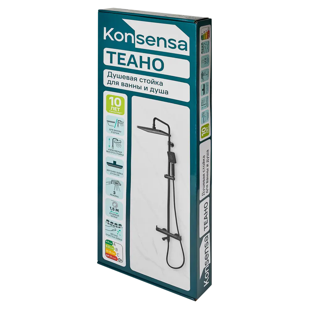 Душевая система KONSENSA Теано со смесителем 3 режима цвет черный матовый STLM-2064992 - Вид №11