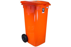 17526480 Прямоугольный мусорный бак 120 л на колесах пластик оранжевый 1/3 ПЛ-BO997o BORA