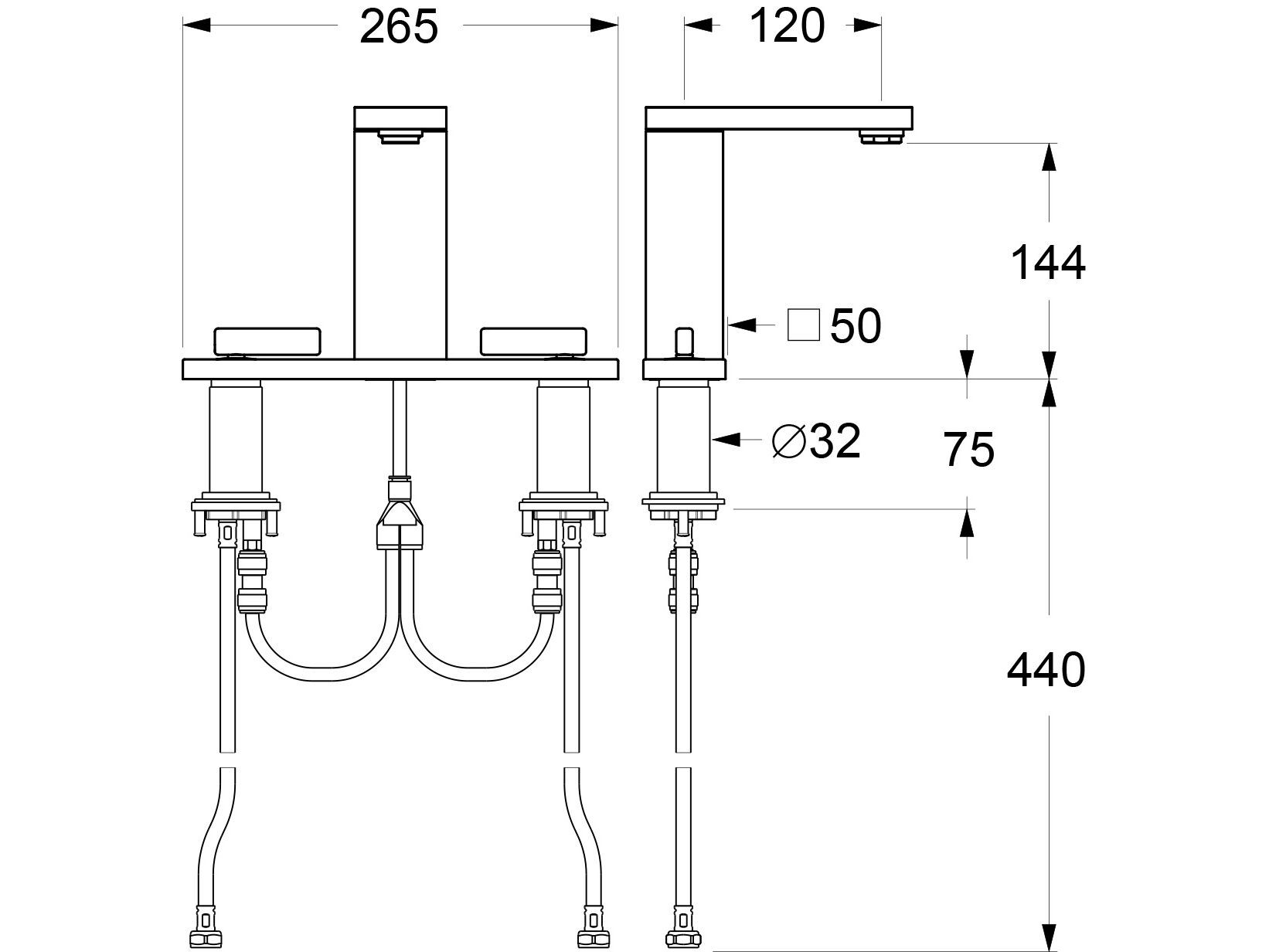 Смеситель для раковины с 3 отверстиями GUGLIELMI RUBINETTERIE GZero ARCH-00086416 - Вид №4