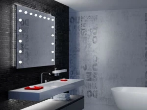 UNICA by Cantoni Прямоугольное настенное зеркало в современном стиле из анодированного алюминия со встроенной подсветкой Mh